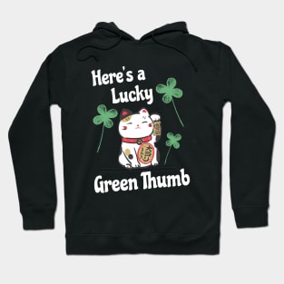 Funny Lucky St Patricks Day Lucky Leprechaun Shamrock Cat Green Thumb Hoodie